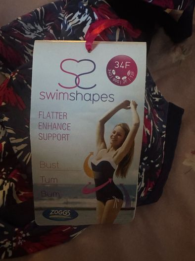 BNWT Zoggs Swim Shapes Flatter Enhance Support Tankini set size UK12 cup UK34F EU75F Postage included