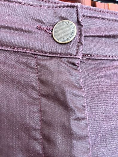 Marks & Spencer Ladies Faux Leather Brown Slender Ankle Grazer Trousers, Jeans. Size 14 Medium. Slight Stretch. In Excellent Condition