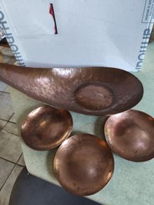 Handmade Copper Holder With 3 Copper Remkins.