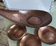 Handmade Copper Holder With 3 Copper Remkins.