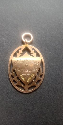 Antique 9ct rose gold school rugby shield pendant