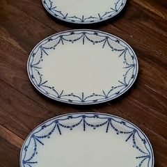 Antique Staffordshire "marsellies" trio of platters