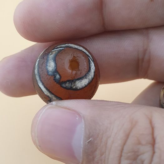 Vintage Etched Carnelian Agate Beads Tribal Gemstone Lot of 3