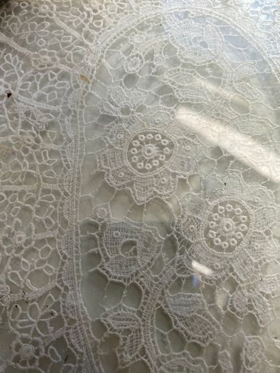 Antique dressing table doily with handmade lace