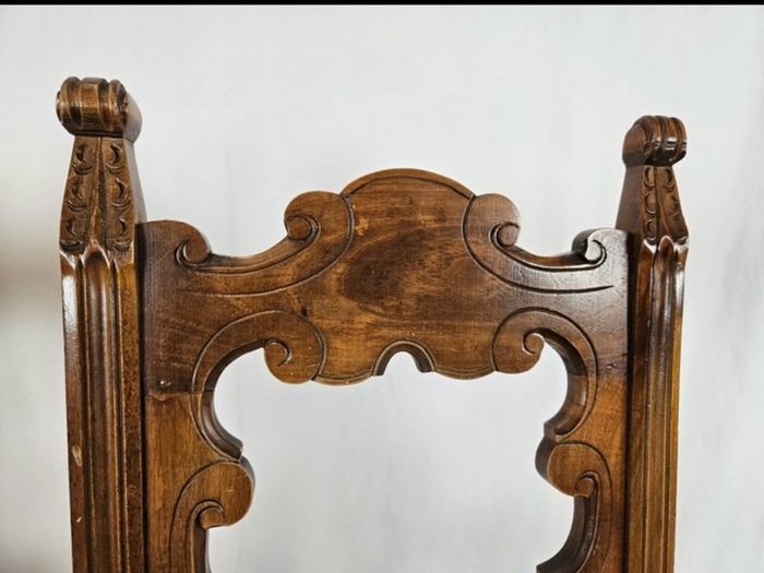 Set of 8 Vintage Italian Walnut Dining Chairs 1950s