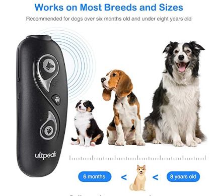 ULTPEAK Anti Barking Device Rechargeable 2 in 1 Dog Bark Deterrent& Cat Toy with Double Frequency Mode 16.4 Ft Range LED Indicator Safe for Dogs and Cats