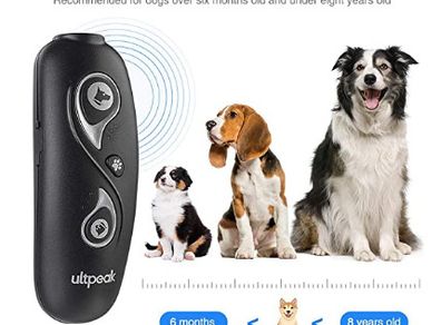 ULTPEAK Anti Barking Device Rechargeable 2 in 1 Dog Bark Deterrent& Cat Toy with Double Frequency Mode 16.4 Ft Range LED Indicator Safe for Dogs and Cats