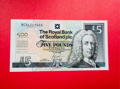 Scotland  5. Pounds   2005  Commemorative Issue  Royal College Of Surgeons( Uncirculated )