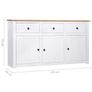 Sideboard White 135x40x80 cm Solid Pinewood Panama Range Image 4