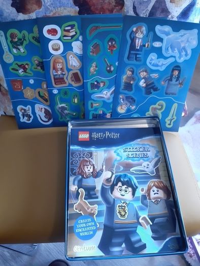 Harry Potter Lego theme Wizarding World sticker and puzzle tin . 4 books of fun !