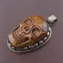 ress Vintage Tiger Eye Carved Stone Skull Shape Vintage Brass Desgin Pendant Image 7