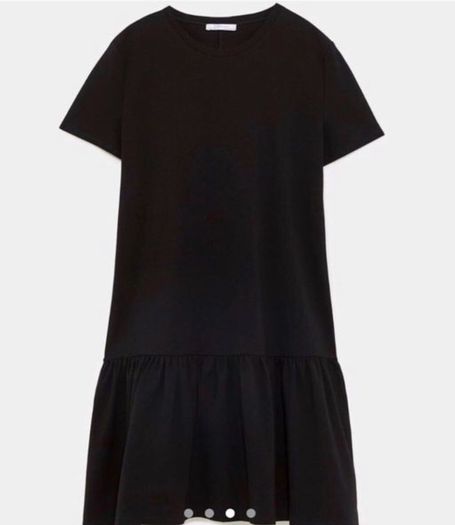 Zara textured oversized mini black dress with frill hem