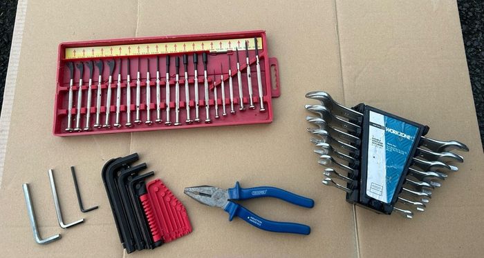 NEW 8 piece open ended spanner set & precision tools, Allen keys, pliers