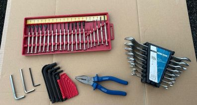 NEW 8 piece open ended spanner set & precision tools, Allen keys, pliers