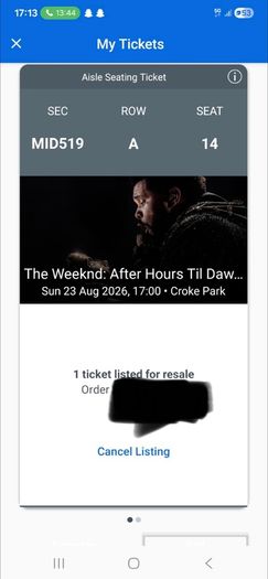 Weeknd tickets seated
