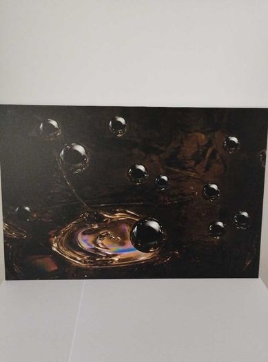 Limited edition contemporary tech-art, abstract series - Black oil spheres / gold leaf texture