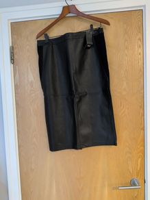 F&F Black  Faux Leather   A- Line Skirt.  S.14      B.N.W.T.