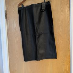 F&F Black  Faux Leather   A- Line Skirt.  S.14      B.N.W.T.