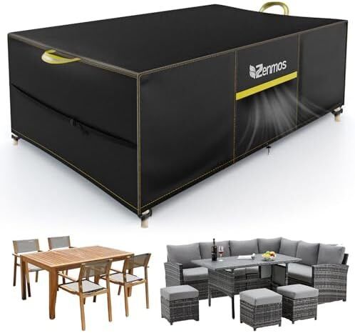 s Garden Furniture Covers Outdoor Waterproof with Air Vent, 420D Heavy Duty Oxford Fabric, for Patio Table, Chair, Rattan Sofa, Garden, Rectangular 18012074 Brand: Zenmos