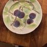 Print a la Main - St Clement France - 21 cm diameter colourful plate with Black Cherries and Green leaves Image 2
