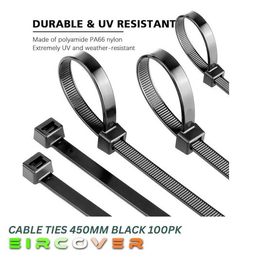 Heavy Duty White Cable Ties 450mm  Black 100pk