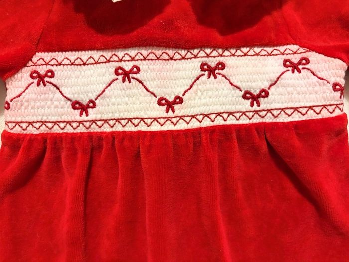 Next Red Velour Baby Sleepsuit