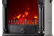 Electric Fireplace Stove Heater with Log Wood Burner Effect - With Fire Flame Effect, Arch Design, Freestanding Portable, Wood Burning LED Light - 1750-1950 watts