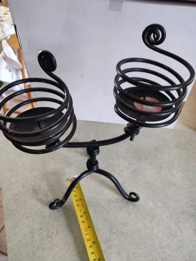 Vintage 1960 of swedish twin candle holders Holders, Cast Iron Candle Holders ,Ornate Black Metal Candle Holders ,twin black metal candle holders