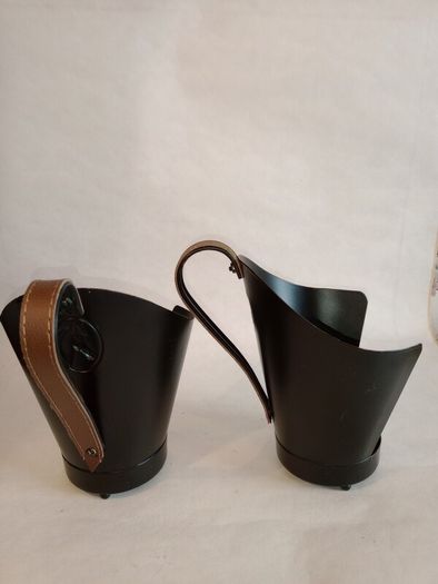 Pair of Metal & Leather Equestrian Candle Holders