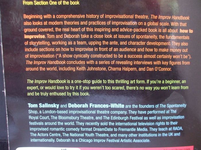 SALE!  THE IMPROV HANDBOOK The Ultimate Guide to Improvising in Comedy, Theatre, and Beyond by Tom Salinsky and Deborah Frances-White