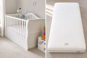 Premium Babylo Sleigh Cot Bed with Mamas &amp; Papas Premium Dual Core+ Mattress