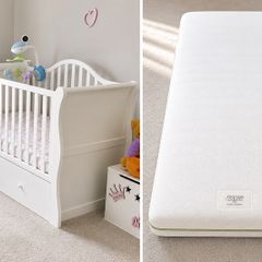 Premium Babylo Sleigh Cot Bed with Mamas & Papas Premium Dual Core+ Mattress