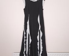 Apart Black White Ruffle Trim Colorblock Sleeveless A-Line Midi Dress 12UK/40EU
