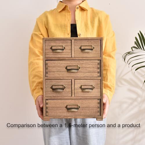 Wood Storage Drawer Units Desktop Organiser Mini Chest of Drawers Vintage Cabinet 6 Drawers