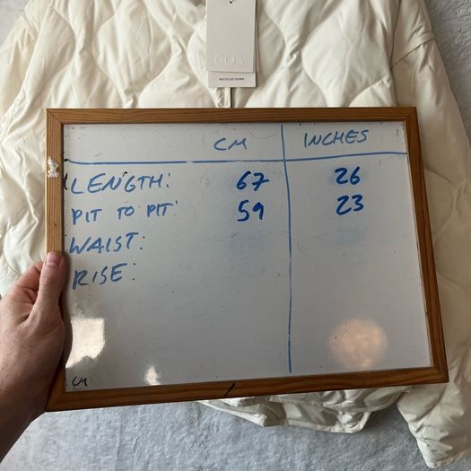 COS Quilted Recycled Down Jacket Cream Off-White Size M