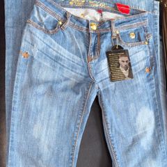 Rare Vintage Y2K Apple Bottoms Blue Low Rise Super flare jeans Size (UK 8-10/36-38/S)