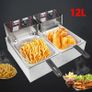 Stainless Steel Commercial Electric Fryer Stainless Steel Fryer 12L Electric Double Tank Double Sieve Machine for Chicken/Shrimp With Basket And Lid 12L 220v Image 5