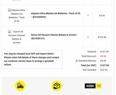 Dyson V6 replacement battery