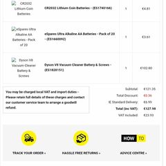Dyson V6 replacement battery