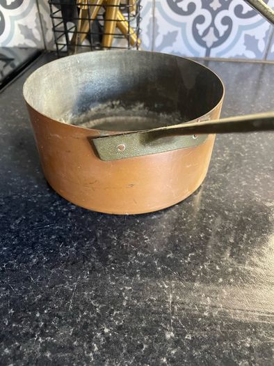 Set of Six Antique Copper brass Graduated Sauce Pans