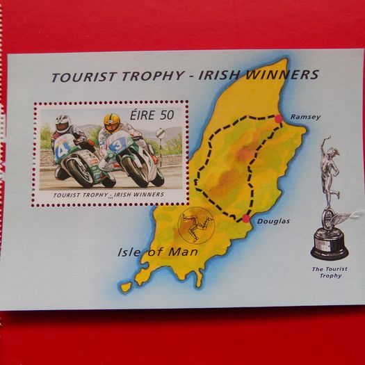 Ireland 1996.Irish Winners of Isle of Man Tourist Trophy.MNH.Stamp set and Miniature Sheet.