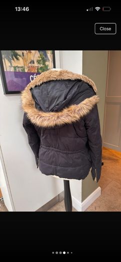 Navy Zara Coat with fur lined hood