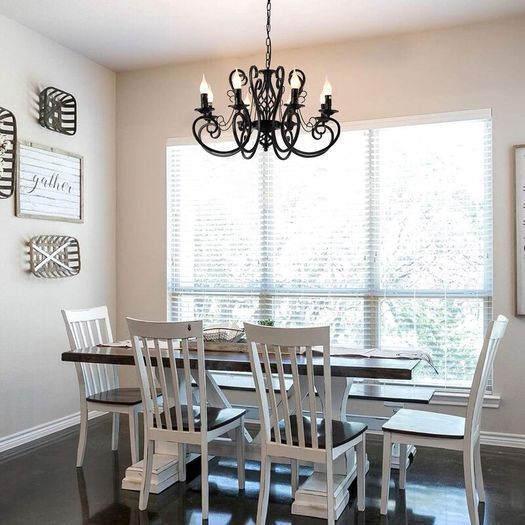 8-Light Vintage Black French Country Chandelier: