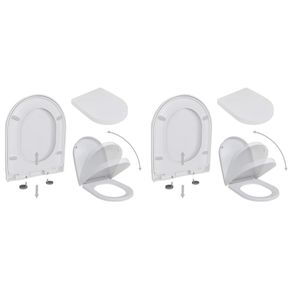 Toilet Seats with Soft Close Lids 2 pcs Plastic White