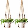 2 Pcs Macrame Plant Hangers Indoor Hanging Planter Basket Flower Pot Holder Jute Rope with Beads No Tassels, 89cm Image 2