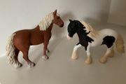 Schleich Pony Club Horse Pony figures x 2 Chestnut and Piebald