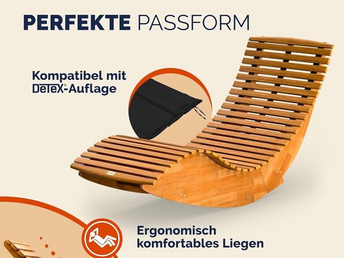2 x Sun Lounger with Cushion for 2 People,oad Capacity, FSC Certified Swing Lounger Set for Balcony, 195 x 60 cm