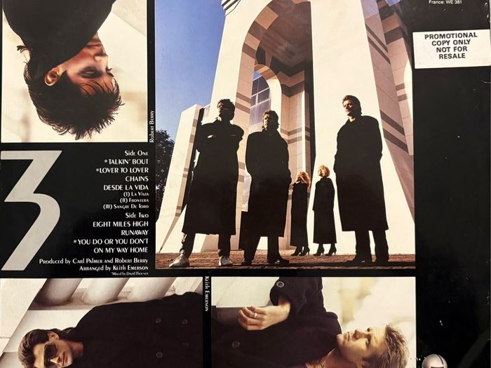 3 - To the Power of Three. Album with promo sticker by the progressive pop rock super-group formed by ELP members Keith Emerson and Carl Palmer, with the addition of Robert Berry. Great condition. BARGAIN!