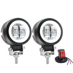 2PCS 12V-80V Waterproof Round Angel Eyes LED light Portable Spotlights Motorcycle Offroad Truck Driving Car Boat Work Light