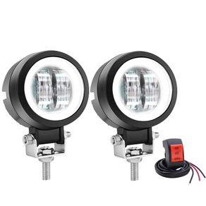 2PCS 12V-80V Waterproof Round Angel Eyes LED light Portable Spotlights Motorcycle Offroad Truck Driving Car Boat Work Light